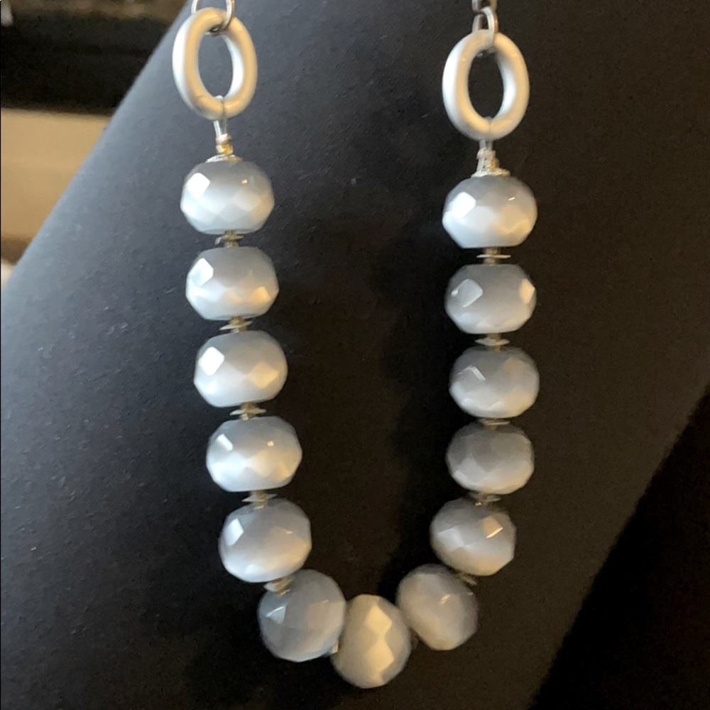 Blue grey lucite necklace